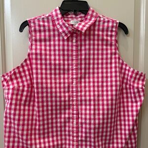 J.Crew Women's Sleeves Pink Gingham size 3x top